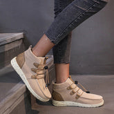 Warm Flat Ankle Boots Casual High Top Walking Shoes Oshnow
